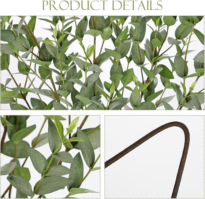 Faux Eucalyptus Stems Willow Eucalyptus Leaves Fake Salix Leaves 5 Pcs Artificial Greenery Stems for DIY Bouquet Arrangements Centerpieces Shower Decorations-Artificial Eucalyptus Stems-Green