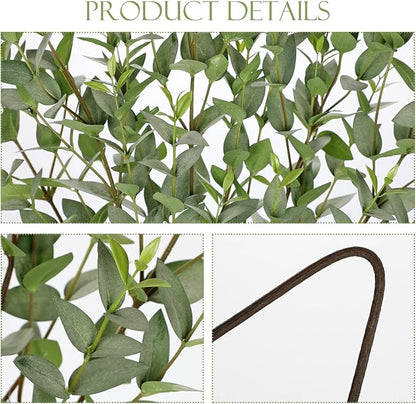 Faux Eucalyptus Stems Willow Eucalyptus Leaves Fake Salix Leaves 5 Pcs Artificial Greenery Stems for DIY Bouquet Arrangements Centerpieces Shower Decorations-Artificial Eucalyptus Stems-Green