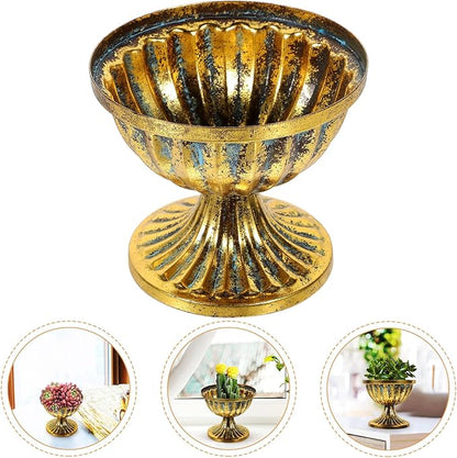 Metal Urn Planter Vintage Iron Flower Vase with Antique Finish for Wedding Centerpiece Home Decor Table Decoration