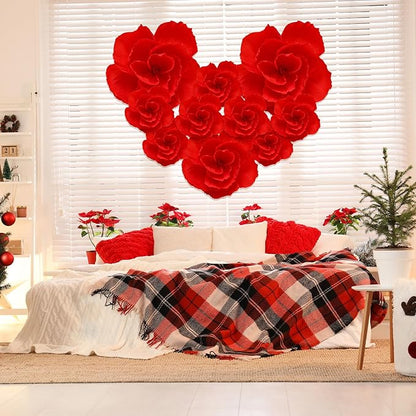 Giant Paper Flowers Artificial Large Paper Flower Decoration for Handcrafted Wall Backdrop Christmas Mexican Wedding Graduation Bridal Shower Birthday Party Supplies(Red,24 Pcs)