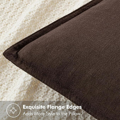MIULEE Decorative Linen Pillow Covers 18x18 Inch Dark Brown Boho Farmhouse Neutral Winter Couch Throw Pillows for Bed Pack of 2 Accent Modern Pillowcase Sofa Livingroom Home Decor