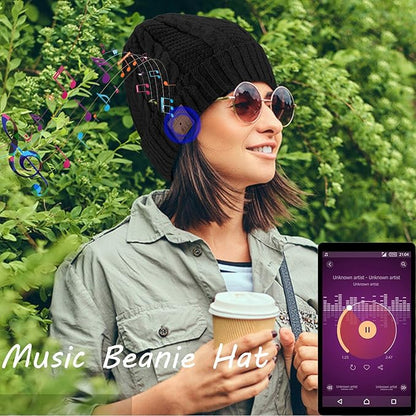 Wireless Music Hat Beanie for Men Women Winter Music Cap with Mic Stereo Headphones Headset Beanie Unisex Women Boys Girls Winter Handsfree Outdoor Sports