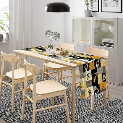Excavator Table Runner,Boys Kids Construction Vehicles Equipment Trucks Cartoon Car Tablecloth Burlap for Hotel Indoors Outdoor Dining Room Kitchen Holiday Party, 13x108in