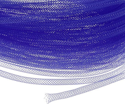 Mesh Tube Ribbon 45 Yards, 4mm Elastic Fabric Ribbons Mesh Tubing for Crafts/Gift Wrapping/Flower Bouquets/Wedding/Birthday/Holiday/Wreaths Christmas/Decoration[Dark Blue]