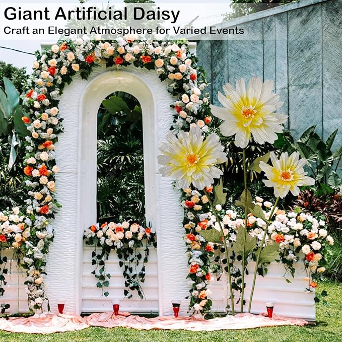5.6 Ft Big Daisy Flowers for Decorations,Giant Artificial Faux Daisy,Large Paper Flower for Home Garden Hotel Office Decor,Photography Props,Wedding,Art Gallery,Shop Window Display(Yellow)