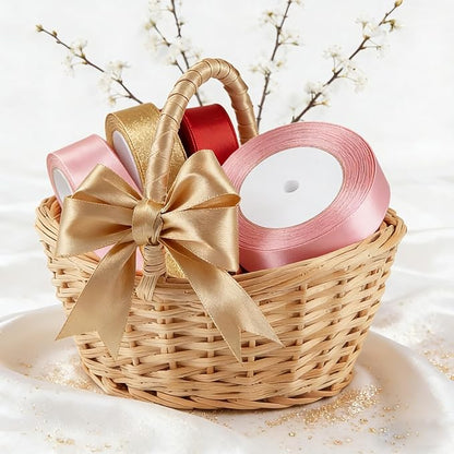 Gold Satin Ribbon 1-1/2 Inch x 2 Rolls Gold Wide Satin Fabric Ribbon for Gift Packaging, Christmas, Wedding, Flower Bouquet, Holiday Party, Invitation