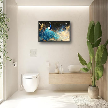 Peacock Large Wall Art Framed Gold Wall Decor for Living Room Mountain Peacock Pictures Oversized Canvas Print Painting Modern Extra Large Framed Artwork for Bedroom Office Home Decor 36"x24"