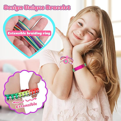 Hewaurorion Friendship Bracelet Making Kit Toys, Arts and Crafts String Maker Tool for Kids Ages 8-12, Bracelet DIY Christmas Birthday Present Gifts for Teen Girls (Red/Pink)