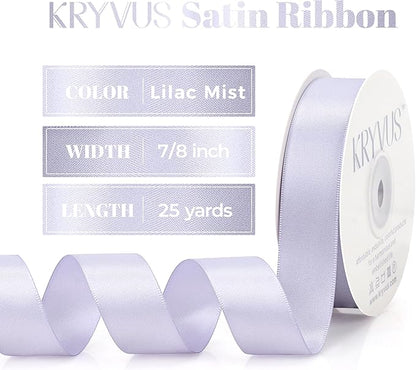 Lilac Mist Satin Ribbon, Double Faced 7/8 Inch X 25 Yards Lilac Mist Ribbon, Premium Satin Ribbon for Gift Wrapping, Crafts, Hair Bow Making, Sewing, Flower Bouquet, Wedding Party Decor