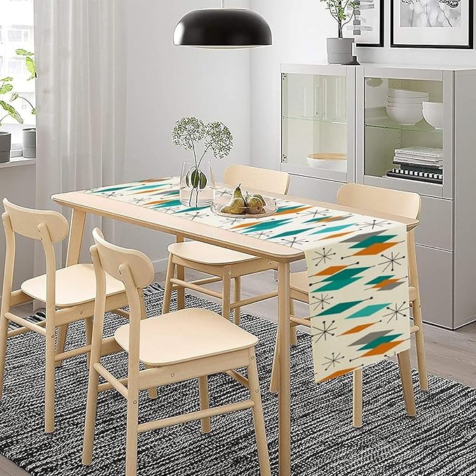 Mid Century Modern Table Runner,Table Runners for Kitchen Dining Modern Tables Decor Decoration for Kitchen Family Dinner Table Holiday Party Farmhouse 13 x 70 Inch