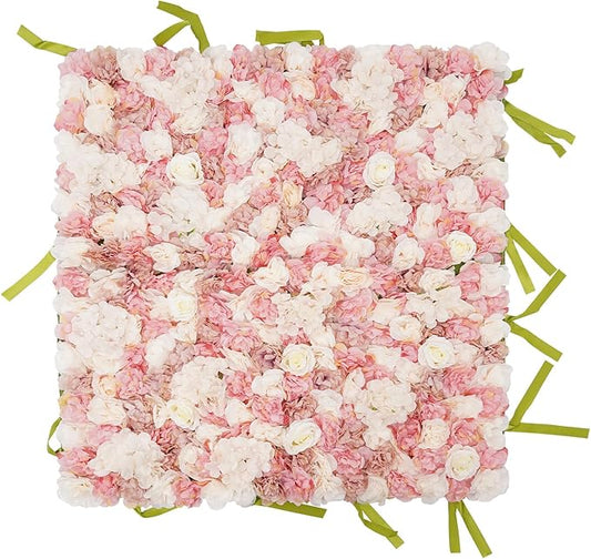 CNCEST Artificial Flower Wall Panels, Flower Wall Mat Silk Rose Flower Panels, Artificial Flower Wall Background (Multi-3.28x3.28ft)