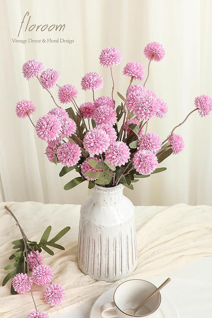 Floroom 6pcs Fuchsia Pink Faux Silk Mums Artificial Flowers, Bulk Fake Small Mini Chrysanthemums with Stems for DIY Wedding Centerpieces Floral Arrangements Vase Fillers Home Decorations