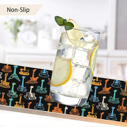 Colorful Guitar Placemats Set of 6, Waterproof Non-Slip Washable Table Mats Set for Kitchen Dining Holiday Party Wedding Decor 12x18 Inch