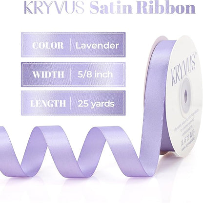Lavender Satin Ribbon, 5/8 Inch X 25 Yards, Premium Satin Polyester Ribbon for Gift Wrapping, Crafts, Wedding Decor