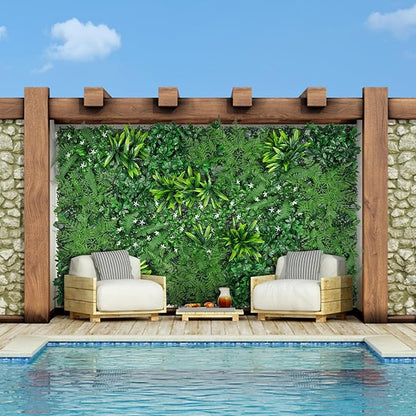 Grass Wall, Artificial Boxwood Panels 40"x120"(33.33 SQFT), Privacy Hedge Fence Screen with UV Protection, Greenery Backdrop for Indoor Home Wedding Decor and Outdoor Garden Backyard