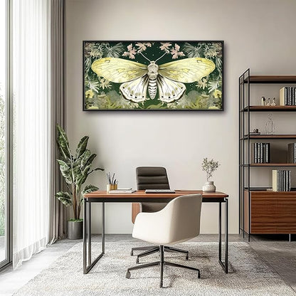 Moth Large Decor Wall Art Framed Pictures for Living Room, Butterfly Insect Oversized Canvas Print Painting Modern Extra Large Framed Artwork for Bedroom Office Home Decor 60"x30"