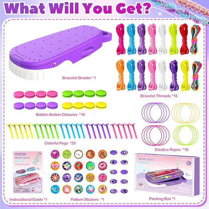 Euclidean Cube Friendship Bracelet Making Kit for Girls, Purple Whale Shaped Jewelry Making Kit for Girls Ages 8-12, DIY Arts and Crafts String Maker Tool, 7 8 9 10 11 12 Years Old Girl Birthday Gift