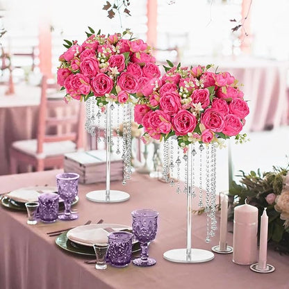 ASTRYAS 8Pcs Artificial Flowers Fake Peonies Silk Peony Bouquet Faux Flowers Bulk Arrangements for Decoration Vase Florals Arrangements Wedding Home Party Table Hot Pink