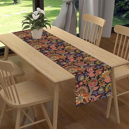 Paisley Table Runner, Rustic Vintage Farmhouse Abstract Boho Floral Leaf Print Table Decor for Home Kitchen Dining Patio Holiday Party Indoor Outdoor Table Decorations 13x36 inch