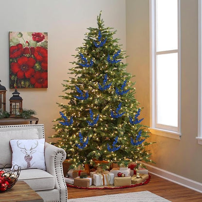 Hollyone 20 Pcs Glitter Christmas Tree Picks and Sprays Artificial Eucalyptus Branches 13" Blue Eucalyptus Leaves Picks Stems for Christmas Tree DIY Garland Wreath Crafts Home Decoration