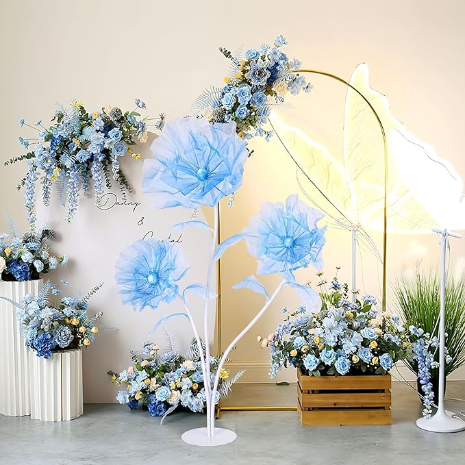 B-COOL Giant Artificial Flower for Reception Decoration: 5.58 ft Blue Huge Artificial Silk Flowers with Standing Base for Wedding Bridal Shower Baby Shower Party Christmas Decor Shop Window Display