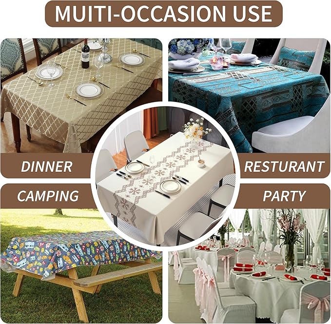 Square Table Cloth,100% Waterproof Tablecloth Oil Proof Spill Proof Vinyl Table Cloth, Wipe Clean Plastic Table Cover for Dining, Camping, Indoor and Outdoor 54" x 54",Snowflake