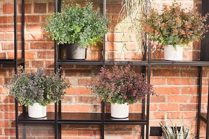 RECUTMS 8 Bundles Artificial Greenery Plants Stems Outdoor Fake Eucalyptus Plants Boxwood Bushes for Farmhouse Bathroom Office Vase Centerpiece Indoor Outdoor Decoration(Dusty Purple)