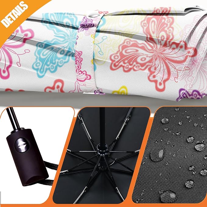 Small Compact Travel Automatic Folding Umbrella for Women, Portable Lightweight, Rain, Wind, UV Sun Shade