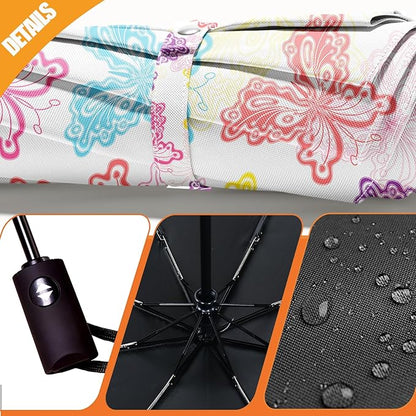 Small Compact Travel Automatic Folding Umbrella for Women, Portable Lightweight, Rain, Wind, UV Sun Shade