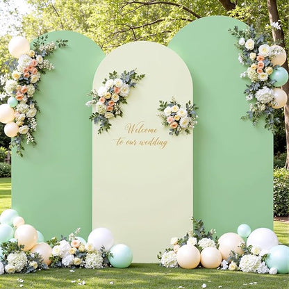 Sage Green Beige Arch Backdrop Cover 6FT 5FT 4FT Wedding Arch Covers Set of 3 Spandex Fitted Fabric Backdrops Double-Color Arch Covers Stretchy Backdrop for Party Baby Shower Birthday Decoration