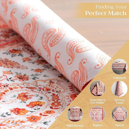 Maison d' Hermine Placemats Set of 4 100% Cotton Washable Cloth Place Mats, Reusable Table Mats for Thanksgiving Christmas Decorations Kitchen Dining Party Wedding Restaurant (Orient, 13" x 19")