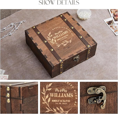AW BRIDAL Personalized Memory Box for KeepsakesWood Gift Box Engagement Wedding Gifts for Couples Bridal Shower Bride Gifts for Women//DK2201CPP62//