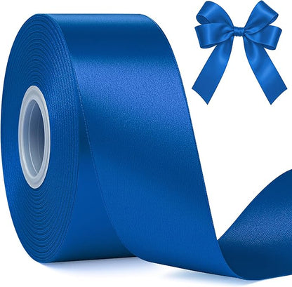 Fullive Ribbon for Gift Wrapping, 1 1/2 Inch 30 Yards Royal Blue Ribbon, Polyester Solid Ribbons for Flower Bouquet for Graduate Wedding Decorations DIY Bows Wrapping Bouquet Floral Arrangements