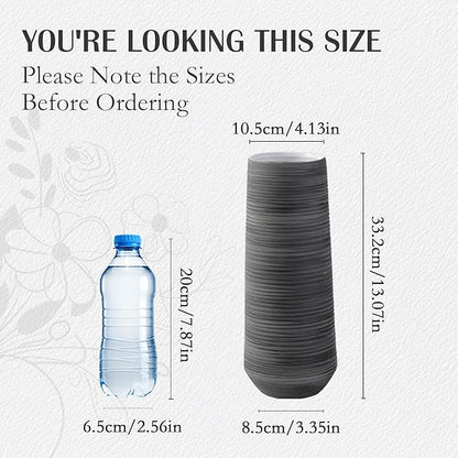 ALMA 13 inch Tall Black Vase Home Decor Trends for 2025, Large Grey Vase for Centerpieces Fits for Mid Century Modern Decor, Ceramic Floor Vases for Black Bathroom, Dining Table, Living Room