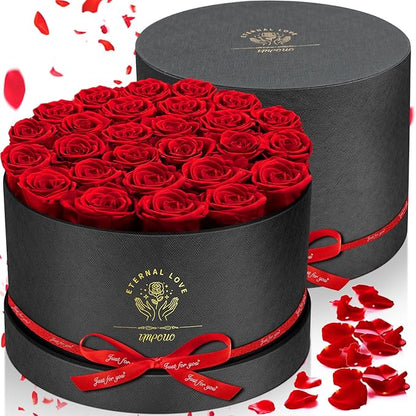 Forever Flowers, 27 Roses in A Box, Real Preserved Roses, Birthday Gift for Women, Mother's Day, Anniversary, Red Rose
