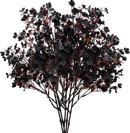 Mandy's Black Artificial Baby’s Breath European Flowers 6 Bundles Silk Gypsophila with Bendable Stems for Fall Thanksgiving & Christmas Centerpiece Wedding Decor and Table Arrangements