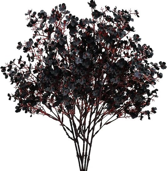 Mandy's Black Artificial Baby’s Breath European Flowers 6 Bundles Silk Gypsophila with Bendable Stems for Fall Thanksgiving & Christmas Centerpiece Wedding Decor and Table Arrangements