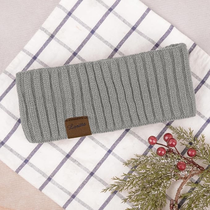Loritta Womens Ear Warmers Headbands Winter Warm Fuzzy Cable Knit Head Wrap Fleece Lined Gifts