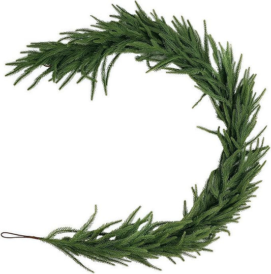 6FT Christmas Garland with Artificial Norfolk Pine - Christmas Decorations, Fall Decor, Mantle, Norfolk Greenery for Fireplace,Table,Window,Stairs,Mante,Holiday Indoor Outdoor Xmas Decor