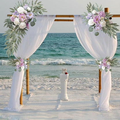 Purple Wedding Arch Flowers, Faux Flower Swag Set of 2, Purple Floral Swag for Wedding Arch Welcome Signs, Reception Ceremony Signs Decor