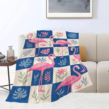 Flamingo Blanket Tropical Flamingo Throw Blanket Soft Cozy Fleece Fuzzy Stuffed Plush Flannel Animal Gifts for Girls Women Boys Kids Adults 50"X60"