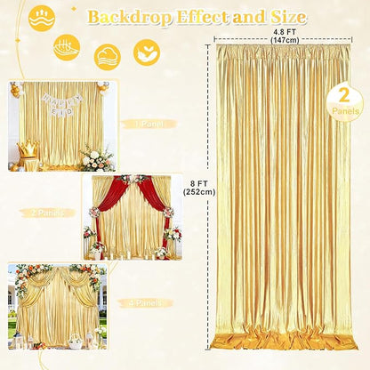 Gold Backdrop Background Party Decortaions - 9.6x8FT Sequin Backdrop Curtains for Hallowee Christmas Graduation Birthday Decor