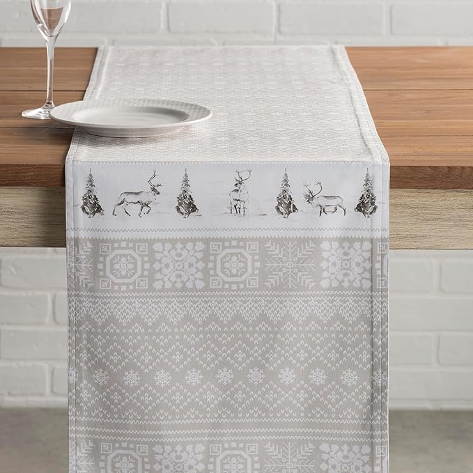 Maison d' Hermine Table Runner 100% Cotton Single Layer Table Runners 36 inches Long for Thanksgiving Christmas Decorations Home Kitchen Dining Party Wedding (Cozy Christmas, 14.5" x 36")