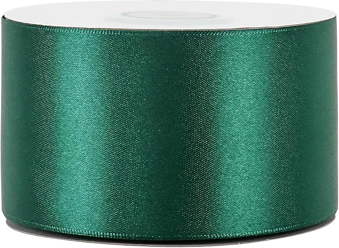 MEEDEE Dark Green Satin Ribbon - 2 inch Double Faced Satin Ribbon for Christmas Tree, Wreaths, Weddings, Flower Bouquets