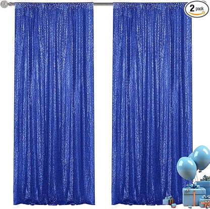 Navy Blue Sequin Backdrop Curtain 2 Pieces 2FTx8FT Glitter Photography Backdrop for Party Wedding Birthday Christmas Decorations