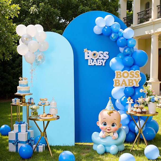 Blue Royal Blue Arch Backdrop Cover Set of 2-7.2ft 6ft Dual Color Wedding Arch Cover,Wrinkle Free Stretchy Spandex Fitted Chiara Arch Stand Cover for Boss Baby Birthday Party Photo Photography