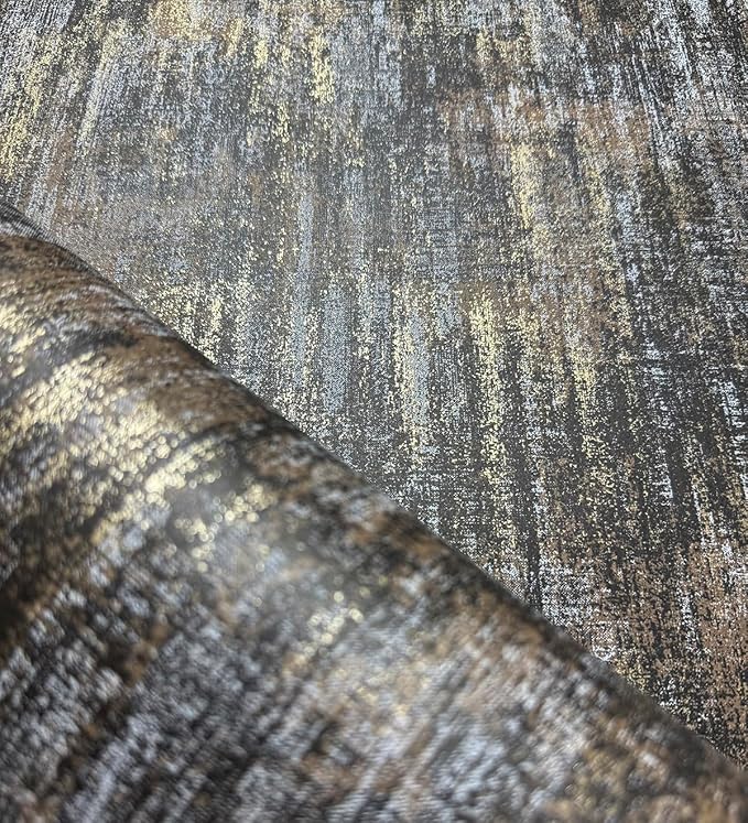 AM1NAH 17.7" X 472" Industrial Texture Metallic Wall Paper Non-Woven Distressed Wallpaper