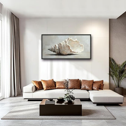 Seashell Large Decor Wall Art Framed Pictures for Living Room, Ocean Seashell Oversized Canvas Print Painting Modern Extra Large Framed Artwork for Bedroom Office Home Decor 60"x30"