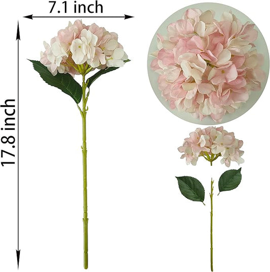 Pink Hydrangea Artificial Flowers,6 Pcs Faux Pink Hydrangea Flowers, Artificial Hydrangeas Flowers with Stems,Fake Hydrangea Flowers, Hydrangea Silk Flowers (6, Pink)