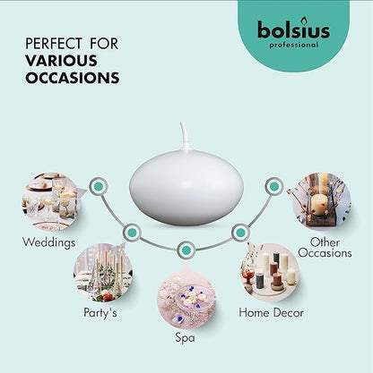Bolsius Unscented 1.75" Floating Candles – Set of 160 White Floating Candles – Cute and Elegant Burning Candles – Candles with Nice and Smooth Flame – Party Accessories
